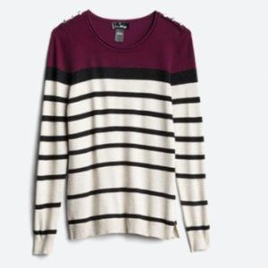 Brigitta Button Detail Striped Pullover